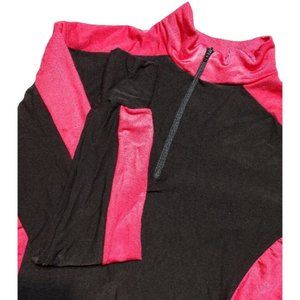 Moving Comfort Women's Pink and Black Quarter Zip Long Sleeve‎ Athletic Top